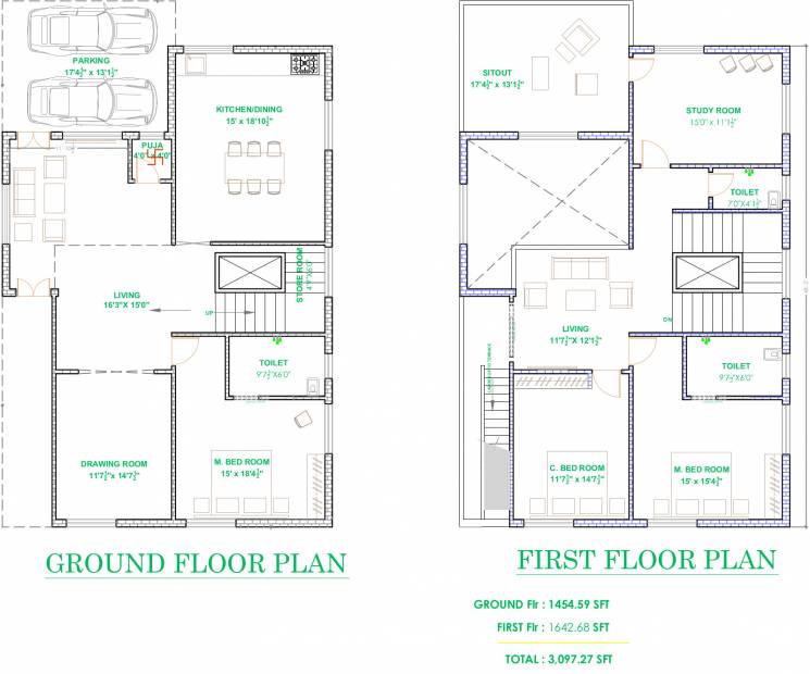 Avani Sukruti Homes (3BHK+3T (3,097 sq ft)   Study Room 3097 sq ft)