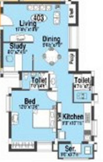 Doshi Etopia 1 (1BHK+1T (1,055 sq ft) + Study Room 1055 sq ft)