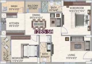 Newmark Homes (2BHK+2T (1,285 sq ft) 1285 sq ft) Newmark Homes (2BHK+2T (1,285 sq ft) 1285 sq ft)