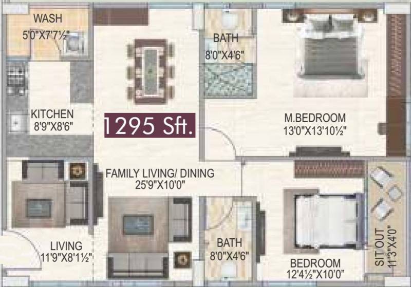 Newmark Homes (2BHK+2T (1,295 sq ft) 1295 sq ft)