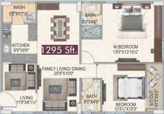 Newmark Homes (2BHK+2T (1,295 sq ft) 1295 sq ft) Newmark Homes (2BHK+2T (1,295 sq ft) 1295 sq ft)
