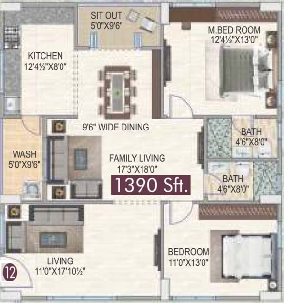 Newmark Homes (2BHK+2T (1,390 sq ft) 1390 sq ft)