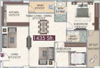 Newmark Homes (2BHK+2T (1,435 sq ft) 1435 sq ft) Newmark Homes (2BHK+2T (1,435 sq ft) 1435 sq ft)