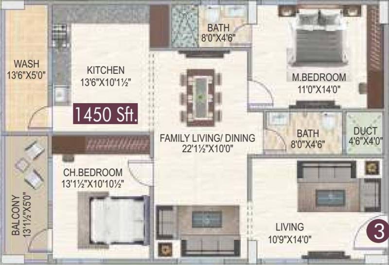 Newmark Homes (2BHK+2T (1,450 sq ft) 1450 sq ft)