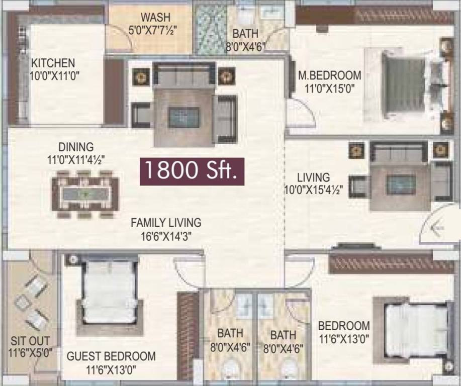 Newmark Homes (3BHK+3T (1,800 sq ft) 1800 sq ft)