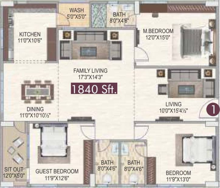 Newmark Homes (3BHK+3T (1,840 sq ft) 1840 sq ft)