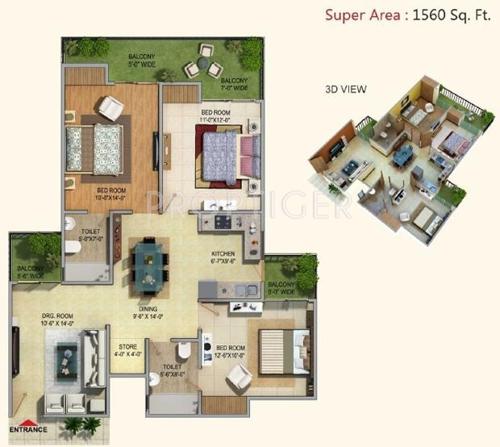 Sarvottam La Royale (3BHK+3T (1,560 sq ft) 1560 sq ft)