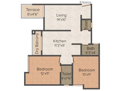 Real Spring Meadows (2BHK+2T (948 sq ft) 948 sq ft)