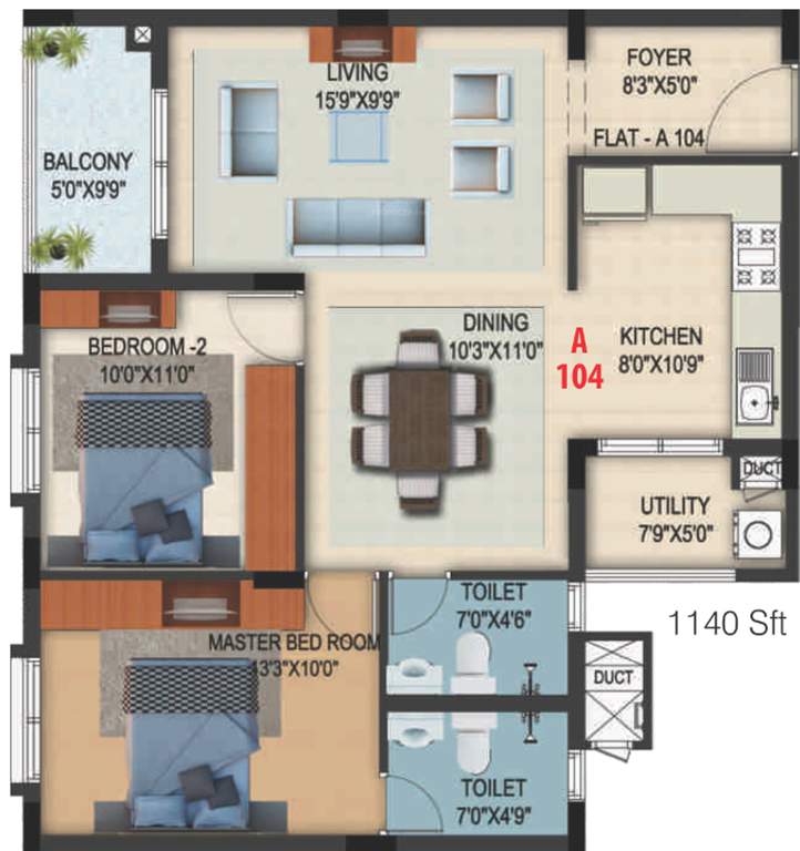 DS Needs 3 Project 276 (2BHK+2T (1,140 sq ft) 1140 sq ft)