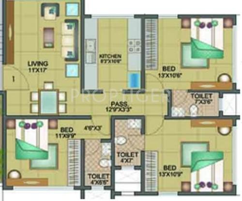 Shamiks Medinee (3BHK+3T (1,640 sq ft) 1640 sq ft)