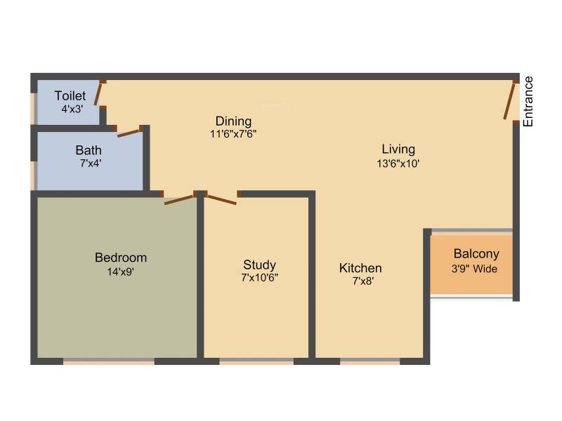 DK Varad Heights (1BHK+1T (722 sq ft) + Study Room 722 sq ft)