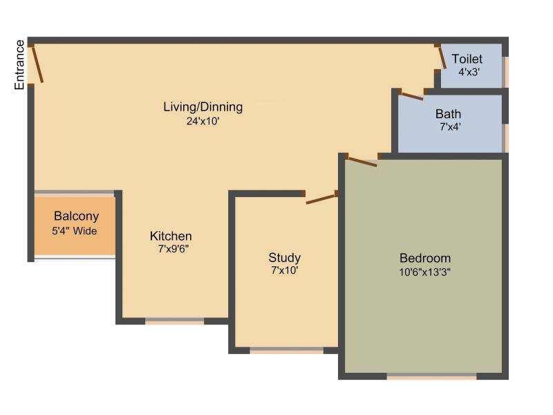 DK Varad Heights (1BHK+1T (803 sq ft) + Study Room 803 sq ft)