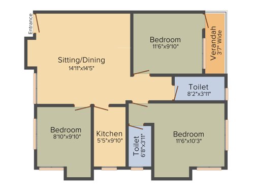 Deepraj Apartment (3BHK+2T (1,200 sq ft) 1200 sq ft)