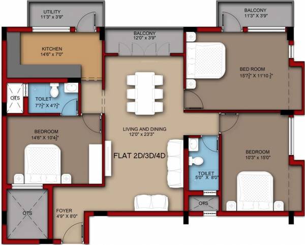  Sundar Krishna (3BHK+2T (1,560 sq ft) 1560 sq ft)