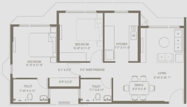 Dhaval Sunrise Charkop (2BHK+2T (663 sq ft) 663 sq ft)
