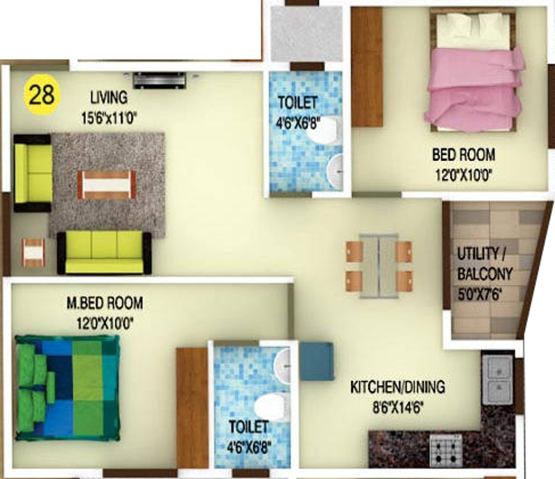 DS DSMAX SPARKLE NEST (2BHK+2T (1,102 sq ft) 1102 sq ft)