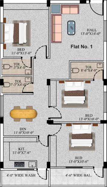 PN Aabharana Elite (3BHK+3T (1,464 sq ft) 1464 sq ft)