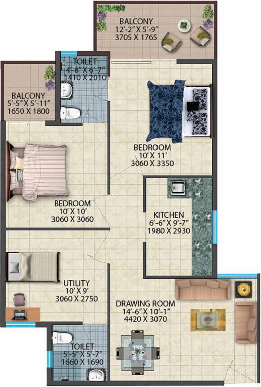 Conscient Habitat 78 (2BHK+2T (629 sq ft) 629 sq ft)