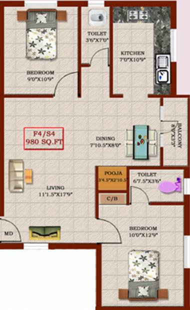 Raghav Ram Nivas (2BHK+2T (980 sq ft) + Pooja Room 980 sq ft)