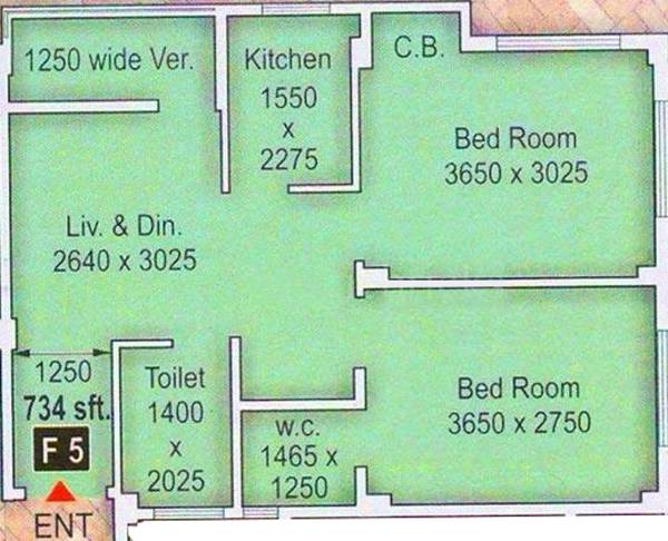 Tanvir Garden Apartment (2BHK+2T (734 sq ft) 734 sq ft)