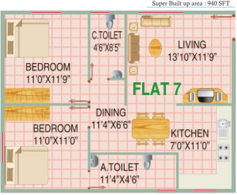 RV Shastri Residencey (2BHK+2T (940 sq ft) 940 sq ft) RV Shastri Residencey (2BHK+2T (940 sq ft) 940 sq ft)