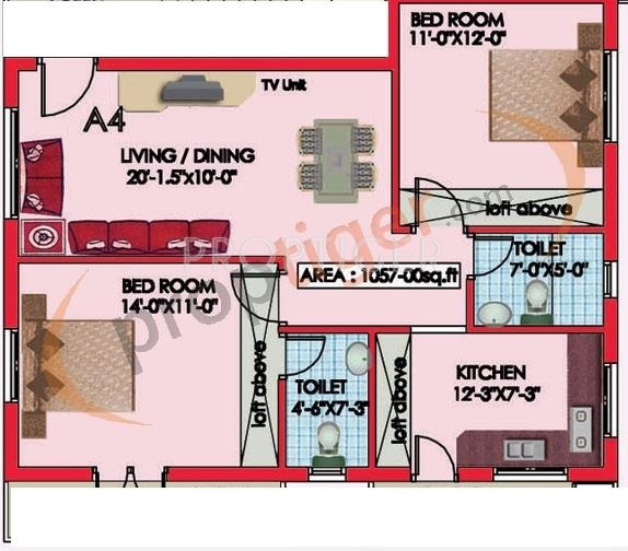 Engineers Westwood Residency Phase I (2BHK+2T (1,057 sq ft) 1057 sq ft)