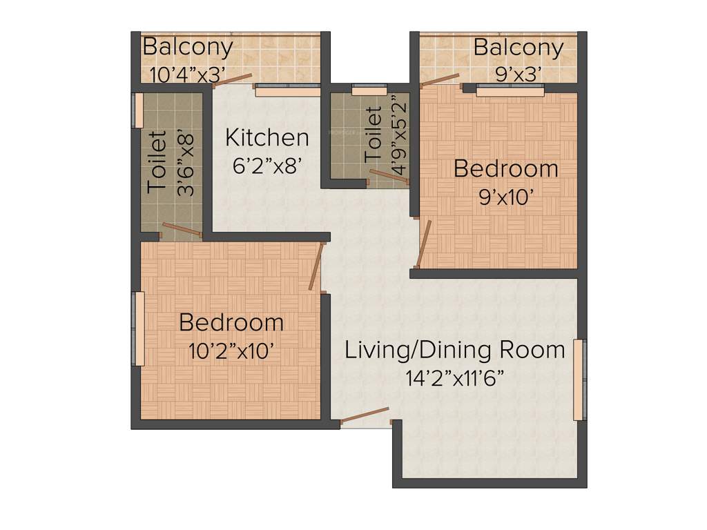 SVVD Green Housing Thistle (2BHK+2T (702 sq ft) 702 sq ft)