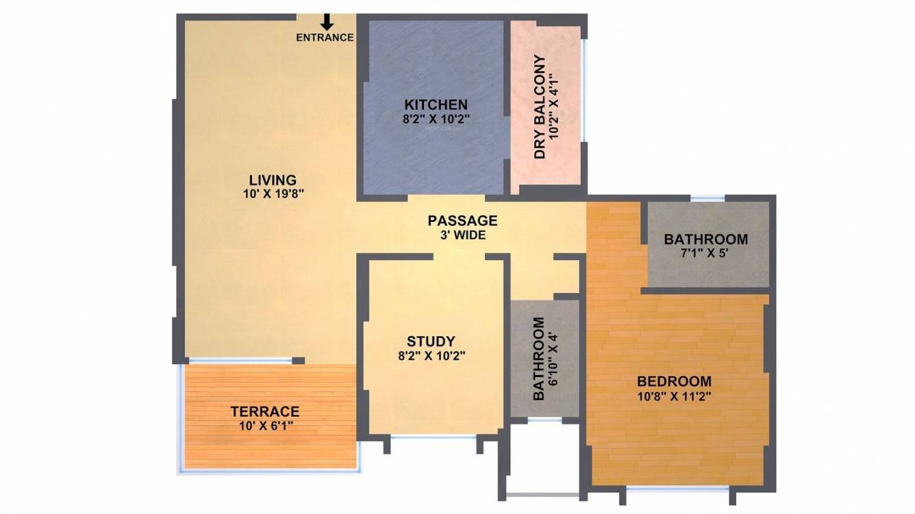 Rujuta Gloria (1BHK+2T (918 sq ft) Study Room 918 sq ft)