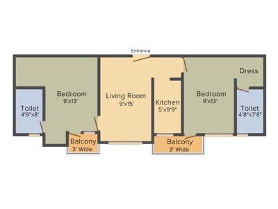 Deoasis Silver Pearl (2BHK+2T (1,172 sq ft) 1172 sq ft)