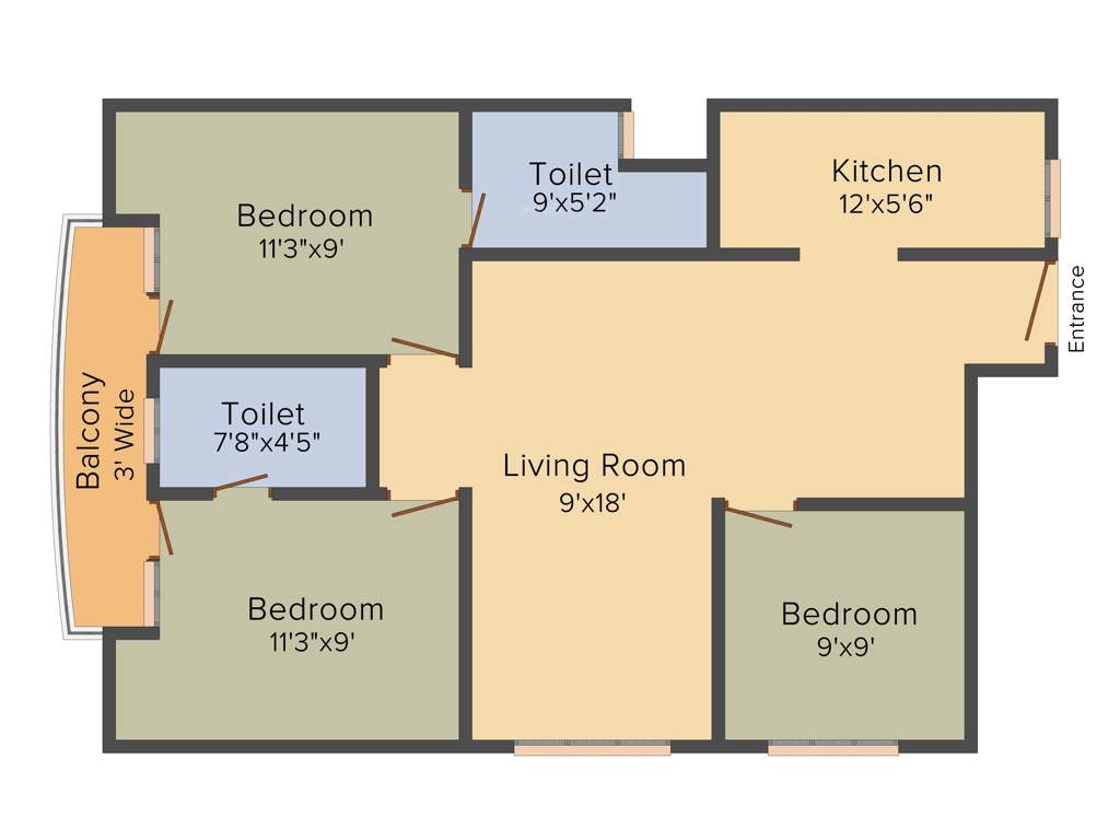 Deoasis Silver Pearl (3BHK+2T (1,354 sq ft) 1354 sq ft)