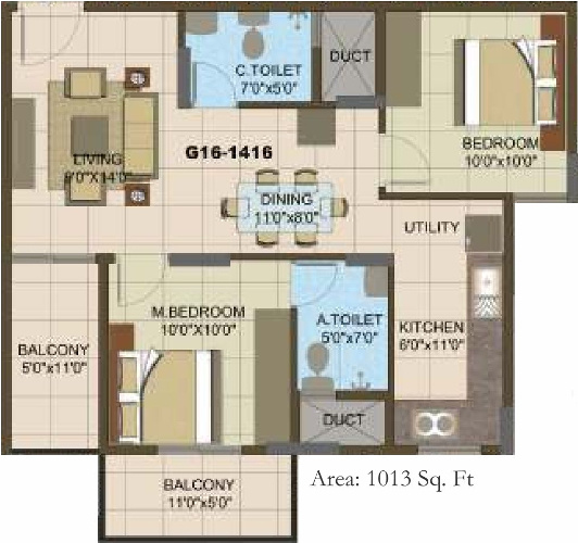 Sowparnika The Columns (2BHK+2T (1,013 sq ft) 1013 sq ft)