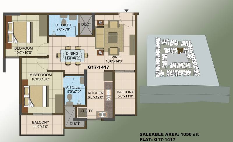 Sowparnika The Columns (2BHK+2T (1,050 sq ft) 1050 sq ft)