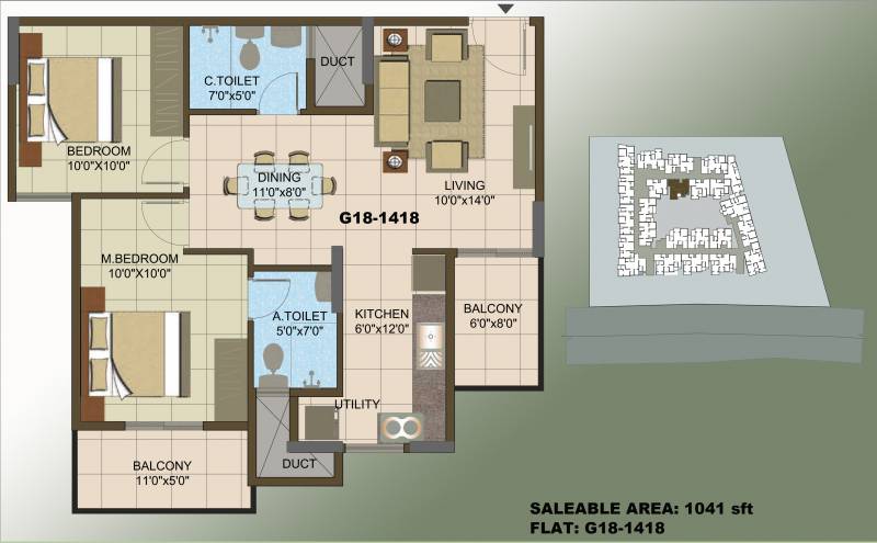 Sowparnika The Columns (2BHK+2T (1,041 sq ft) 1041 sq ft)