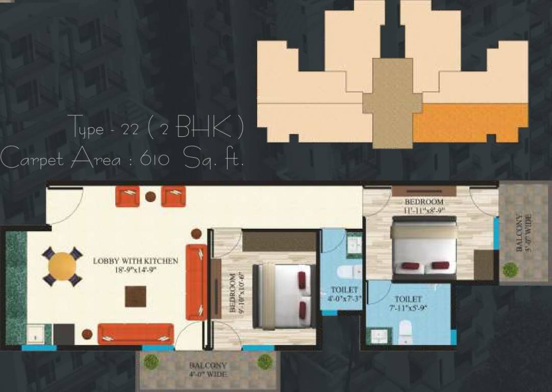 Maxworth Aashray (2BHK+2T (610 sq ft) 610 sq ft)