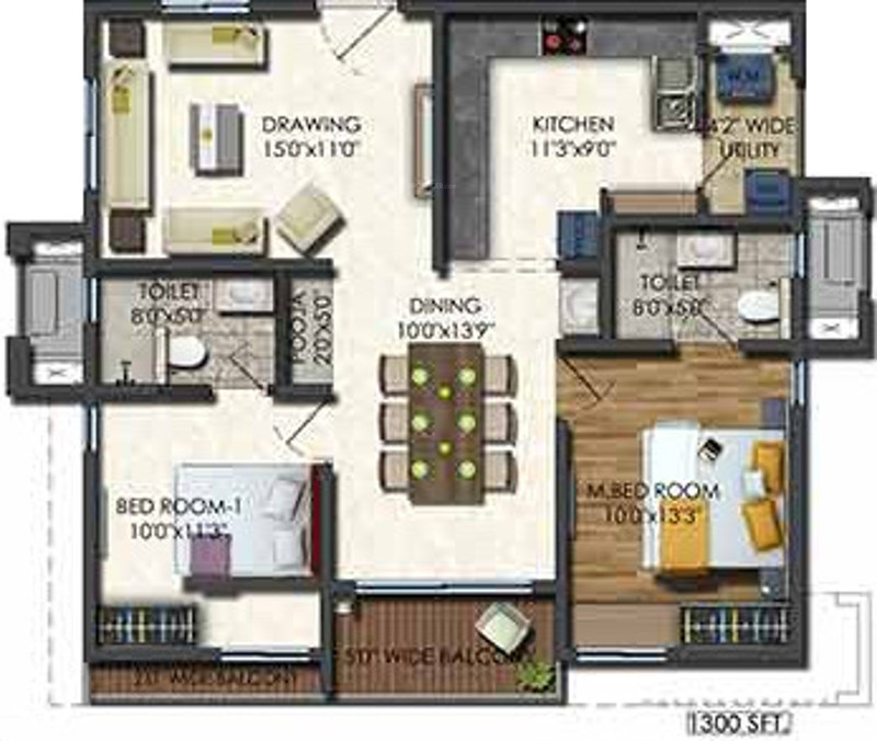 Aparna Sarovar Zenith (2BHK+2T (1,300 sq ft) + Pooja Room 1300 sq ft) Aparna Sarovar Zenith (2BHK+2T (1,300 sq ft) + Pooja Room 1300 sq ft)
