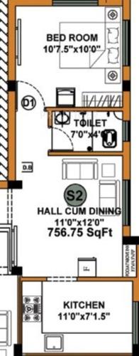 JKB Sri Navin (1BHK+1T (757 sq ft) 756.75 sq ft)