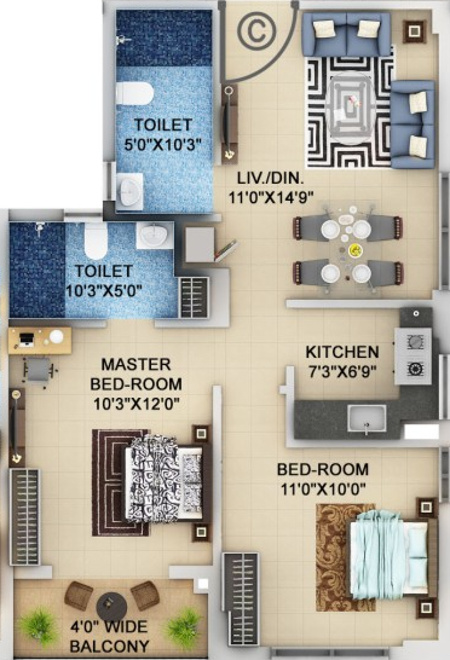 Signum Windmere (2BHK+2T (903 sq ft) 903 sq ft)