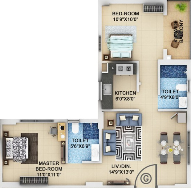 Signum Windmere (2BHK+2T (948 sq ft) 948 sq ft)
