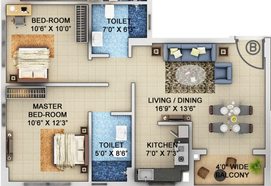 Signum Windmere (2BHK+2T (951 sq ft) 951 sq ft)