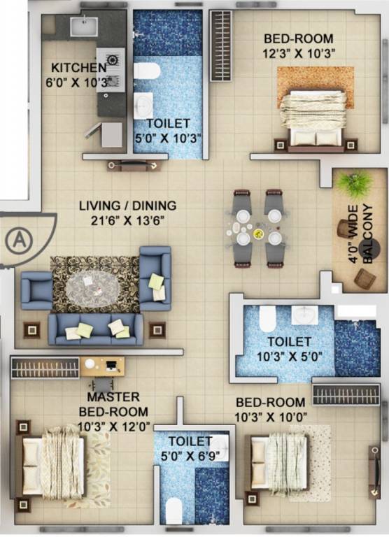 Signum Windmere (3BHK+3T (1,295 sq ft) 1295 sq ft)