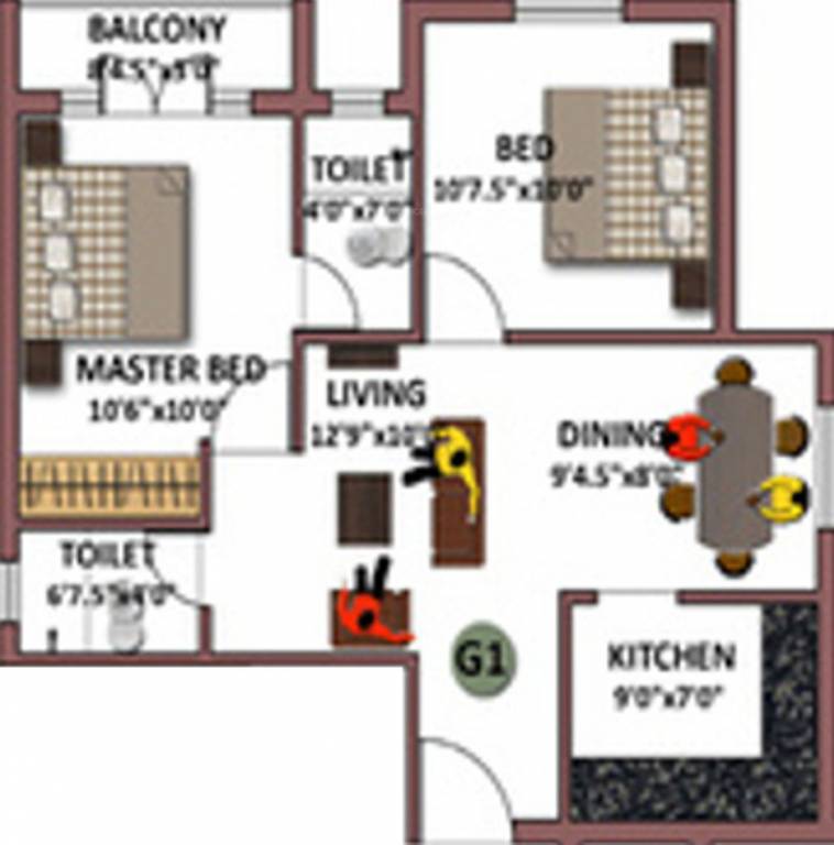 Indira Projects Indira Tulips (2BHK+2T (837 sq ft) 837 sq ft)