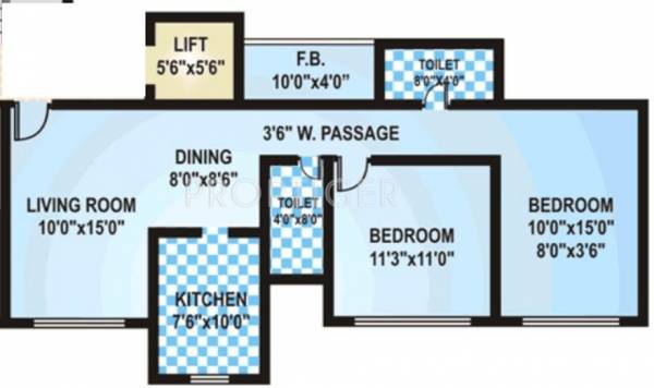 Ecohomes Eco Dale Floor Plan (2BHK+2T)