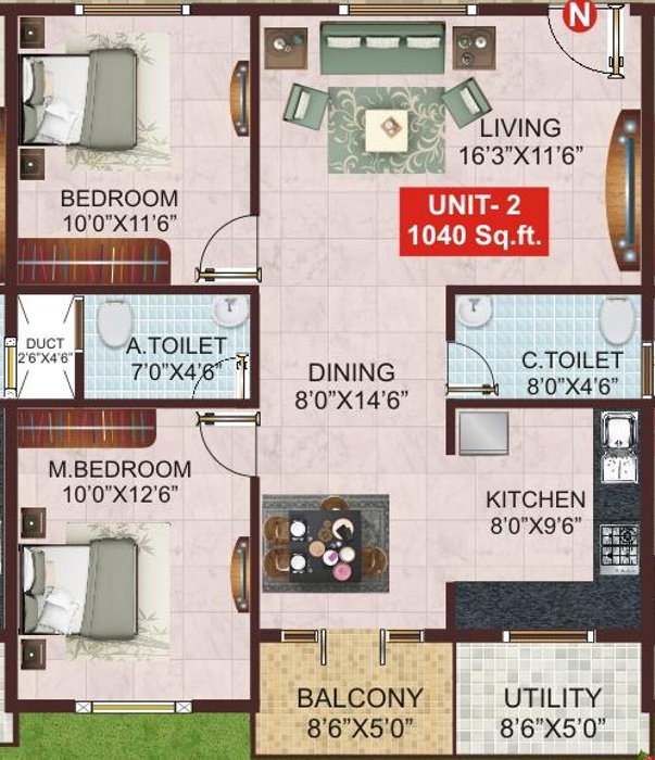 Shivaganga SM Symphony (2BHK+2T (1,040 sq ft) 1040 sq ft) Shivaganga SM Symphony (2BHK+2T (1,040 sq ft) 1040 sq ft)