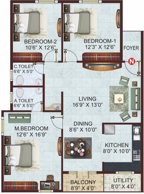 Shivaganga SM Symphony (3BHK+2T (1,420 sq ft) 1420 sq ft)