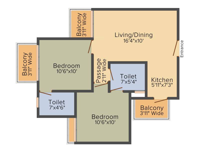 Signature The Millennia (2BHK+2T (519 sq ft) 519 sq ft)