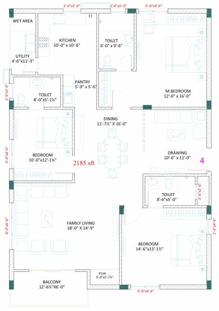EIPL Apila (3BHK+3T (2,185 sq ft) + Pooja Room 2185 sq ft)