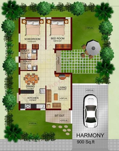 Jai Mata Builders Grandeur The Villas Floor Plan (2BHK+2T)