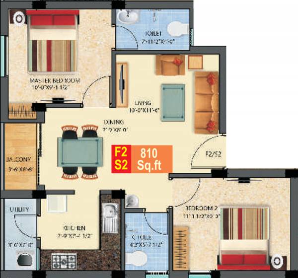 Ranga Sri Sudershan (2BHK+2T (810 sq ft) 810 sq ft)