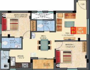 Ranga Sri Sudershan (2BHK+2T (957 sq ft) 957 sq ft) Ranga Sri Sudershan (2BHK+2T (957 sq ft) 957 sq ft)