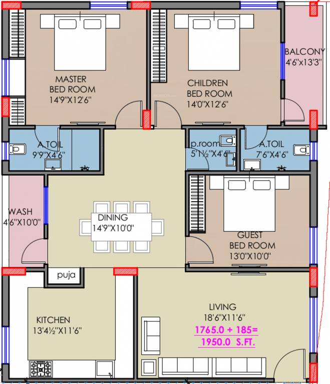 Aryamitra Trillium (3BHK+3T (1,950 sq ft) + Pooja Room 1950 sq ft) Aryamitra Trillium (3BHK+3T (1,950 sq ft) + Pooja Room 1950 sq ft)